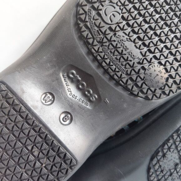 Crocs Neria ll Womens Work Shoes Black Slip On Comfort Clog Black Paisley Size 8 - Picture 9 of 11